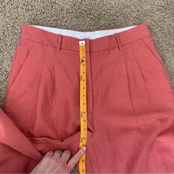 Aritzia Wilfred Effortless Linen Wide leg Pant in Warm Sienna Red Size 12 - Picture 10 of 12